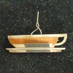 Vintage Silver and Gold Monaco Coffee Cup Brooch